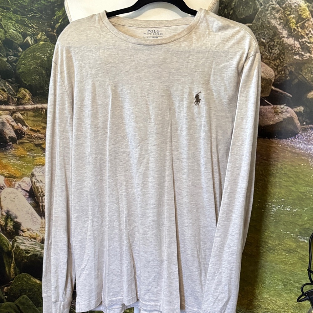 Polo by Ralph Lauren Men's Beige Long Sleeve Tee